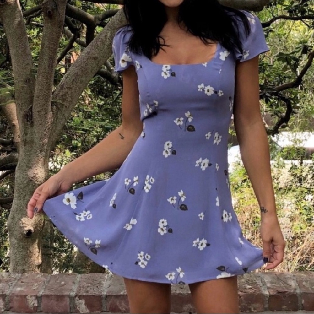 Reformation Lavender Floral Mini Dress